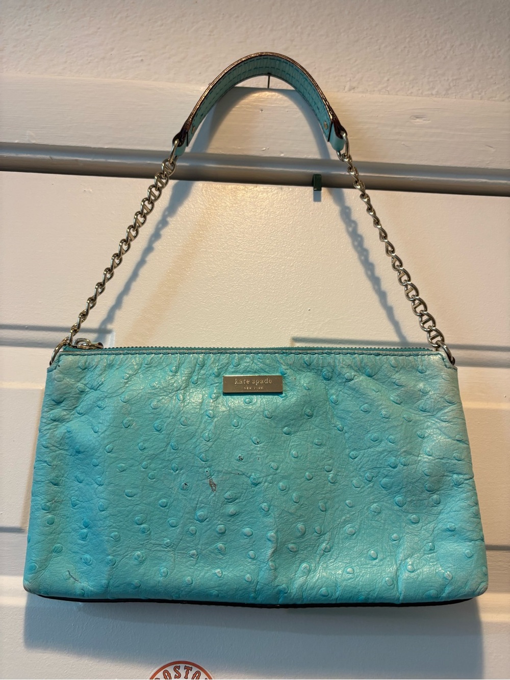 kate spade Turquoise Textured Leather Chain-Handle Shoulder Bag
